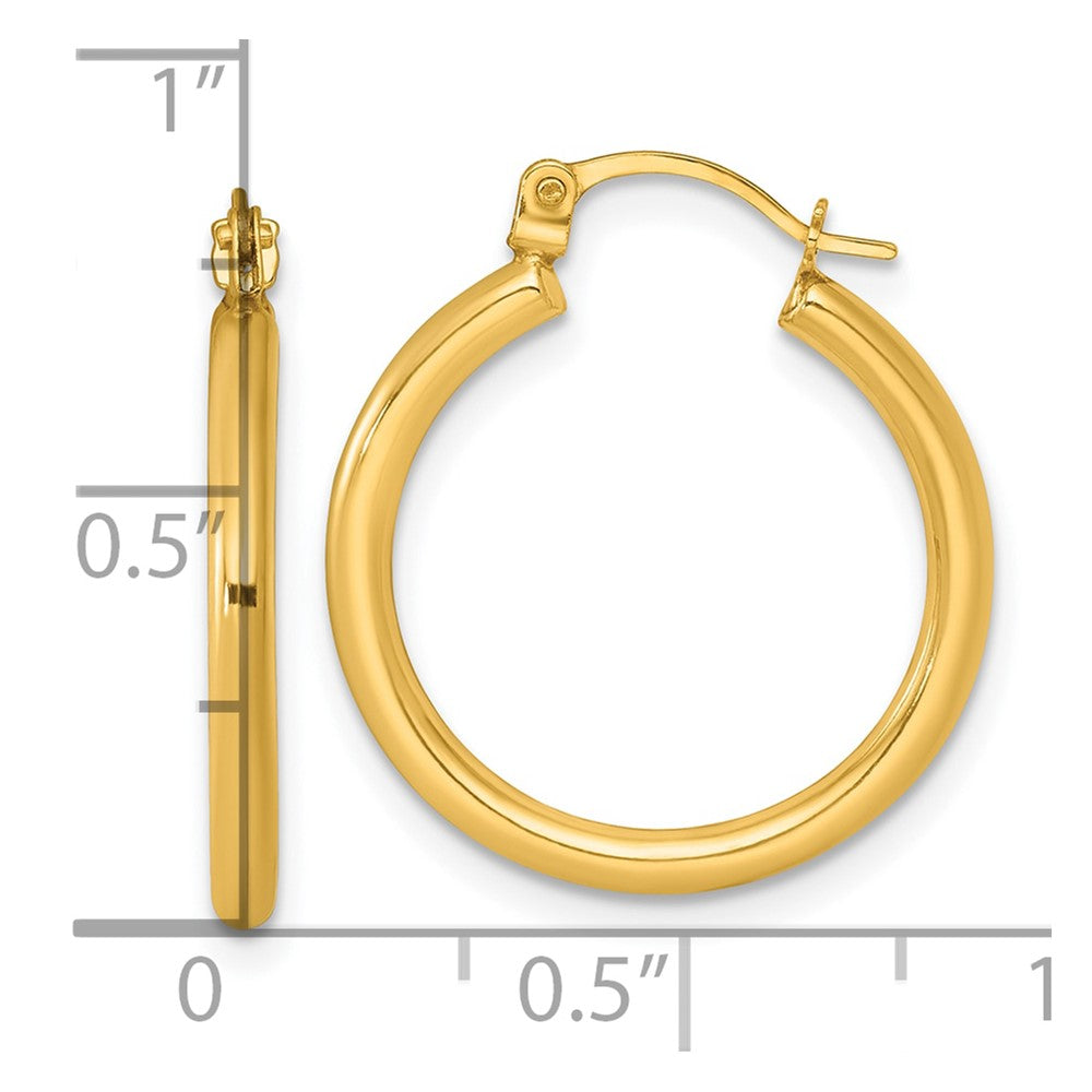 14k 2.00 x 20.00mm Polished Round Tube Hoop Earrings
