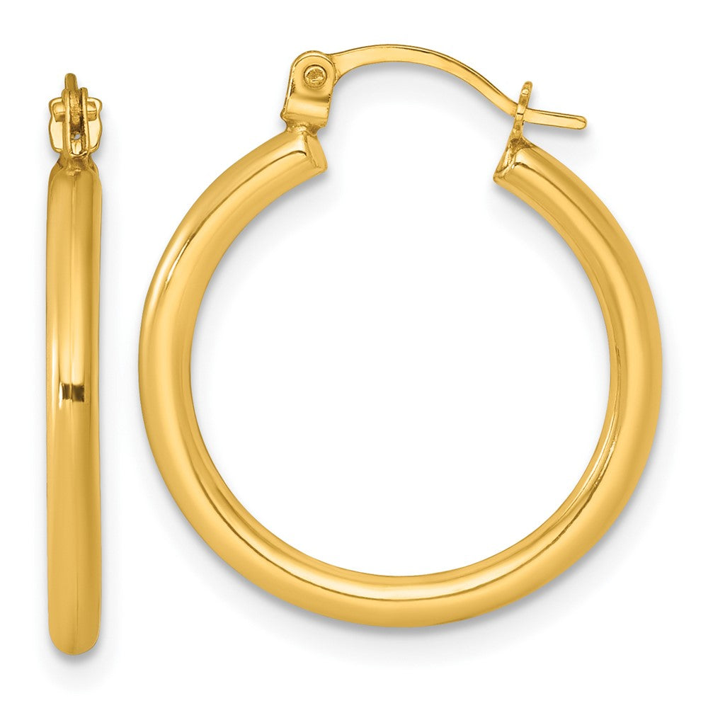 14k 2.00 x 20.00mm Polished Round Tube Hoop Earrings