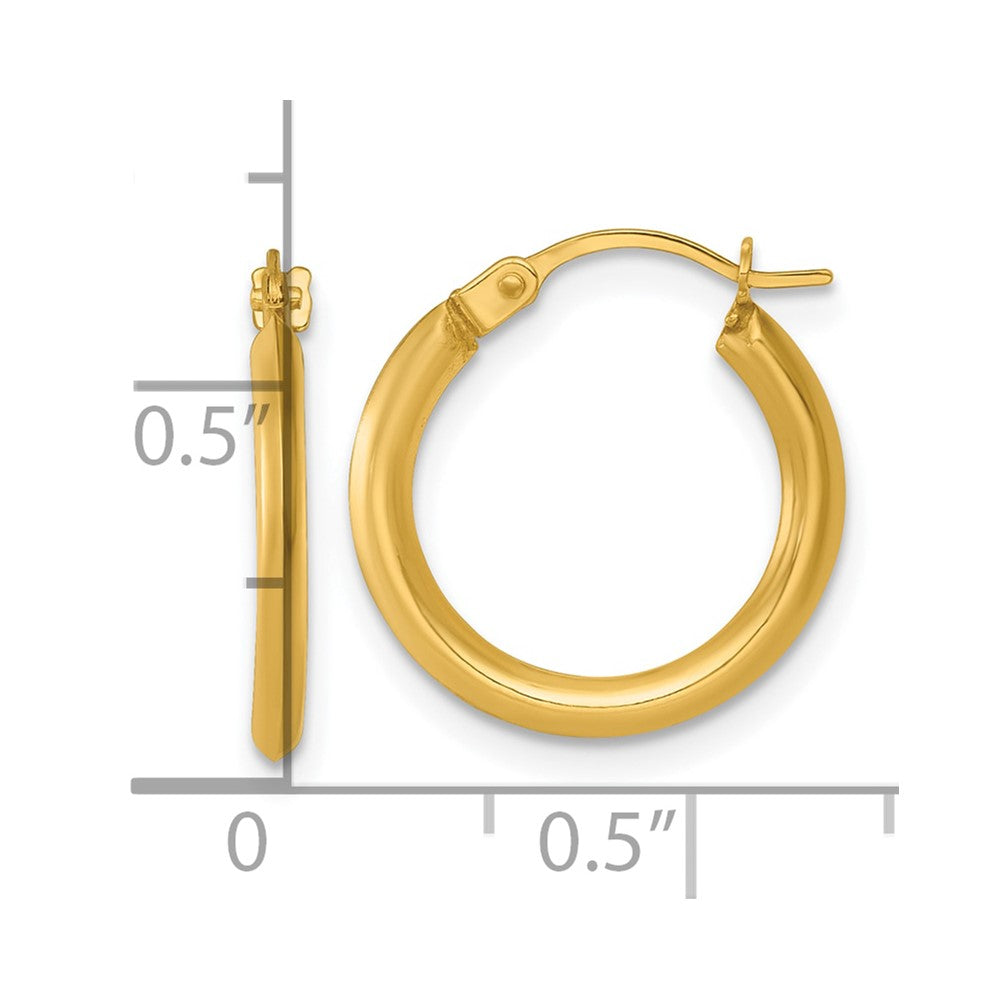 14k 1.5 x 16.00mm Polished Round Tube Hoop Earrings