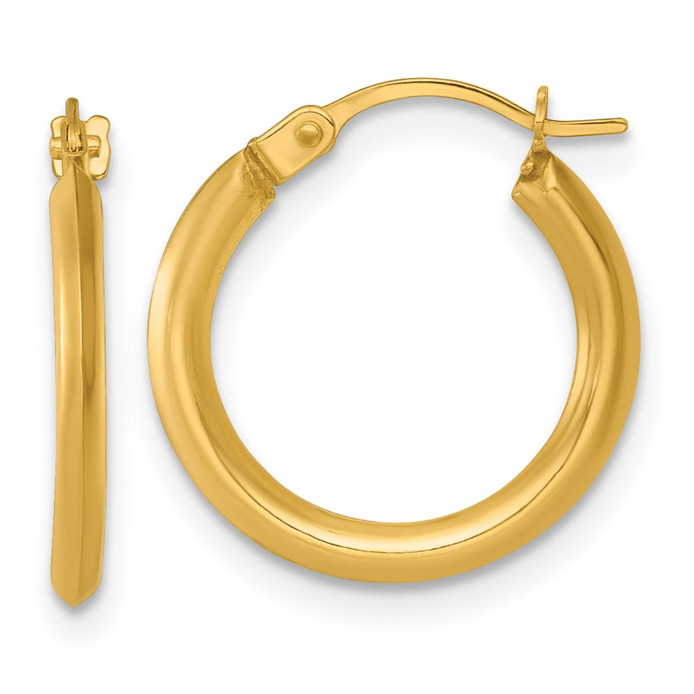14k 1.5 x 16.00mm Polished Round Tube Hoop Earrings