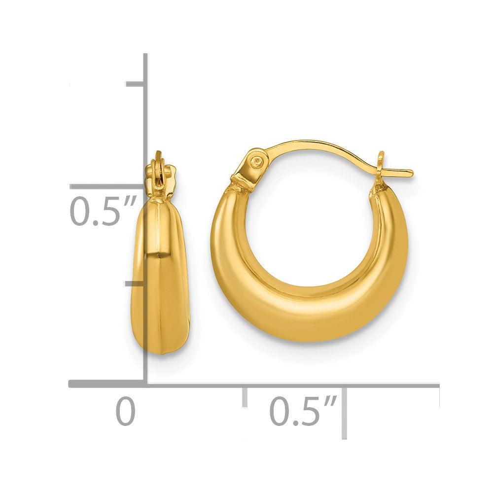 14k Polished 3.80mm Graduated Hollow Hoop Earrings