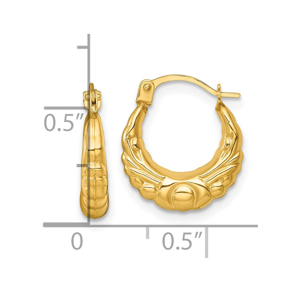 14k Polished Fancy Scalloped Hollow Hoop Earrings