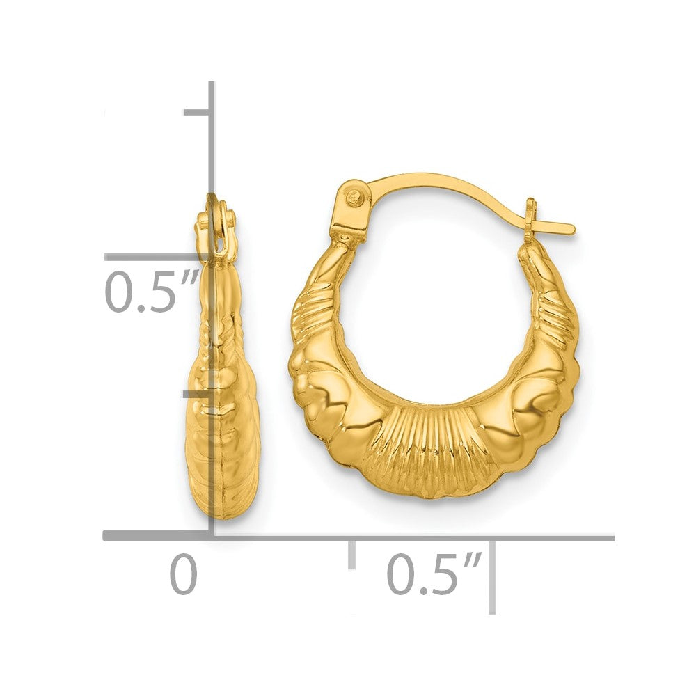 14k Polished Fancy Scalloped Hollow Hoop Earrings