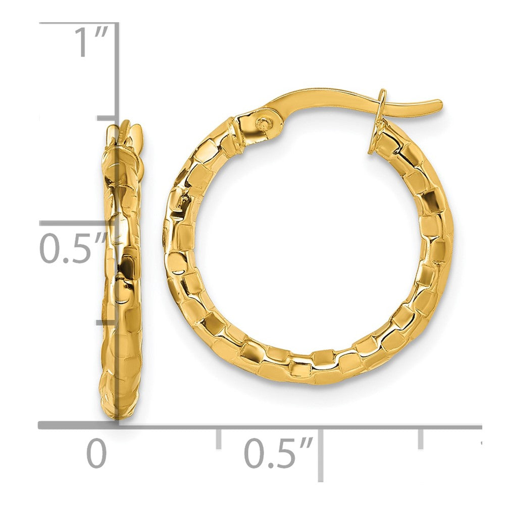 14k Polished 2.3 x 19mm Textured Tube Hoop Earrings