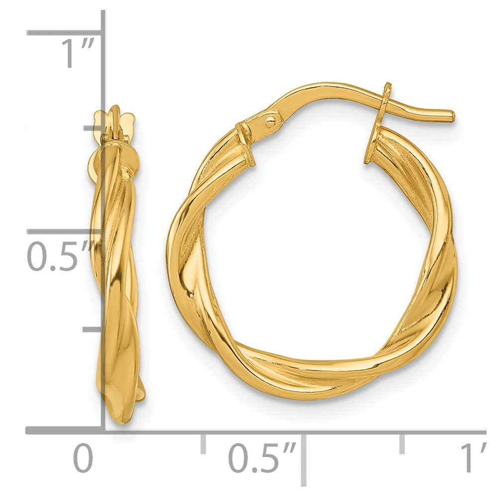 14k Polished Twisted 2.75 x 20mm Tube Hoop Earrings