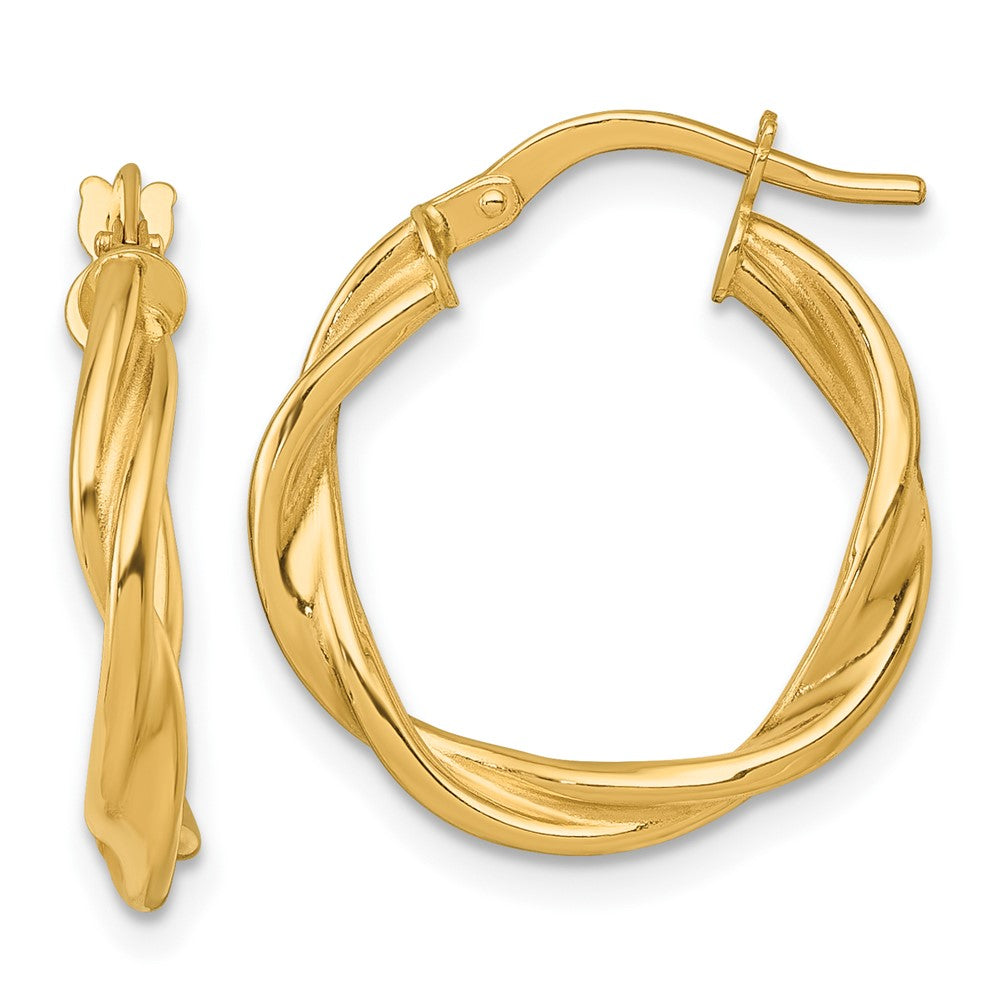 14k Polished Twisted 2.75 x 20mm Tube Hoop Earrings