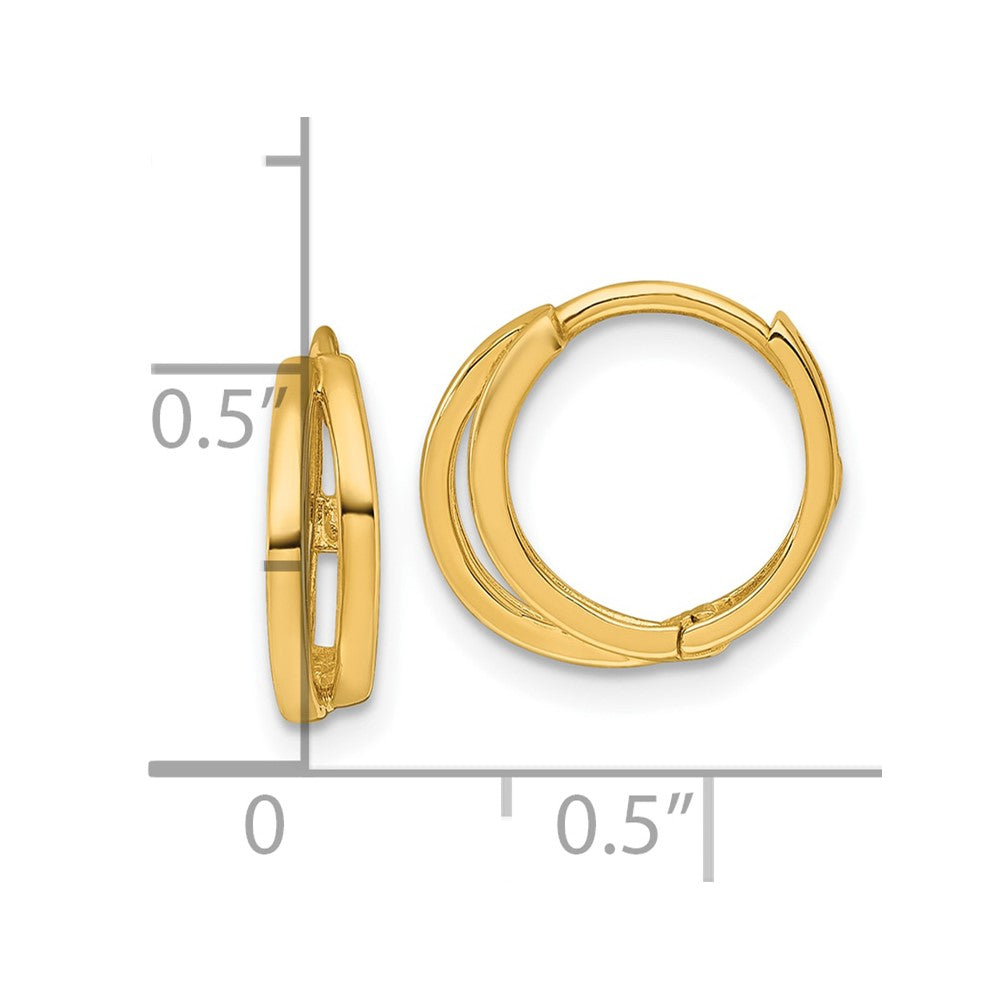 14k Polished Fancy Double Round Hinged Hoop Earrings