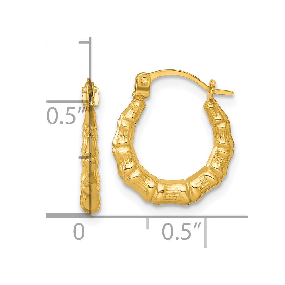 14k Polished 13.00mm Bamboo Hollow Hoop Earrings