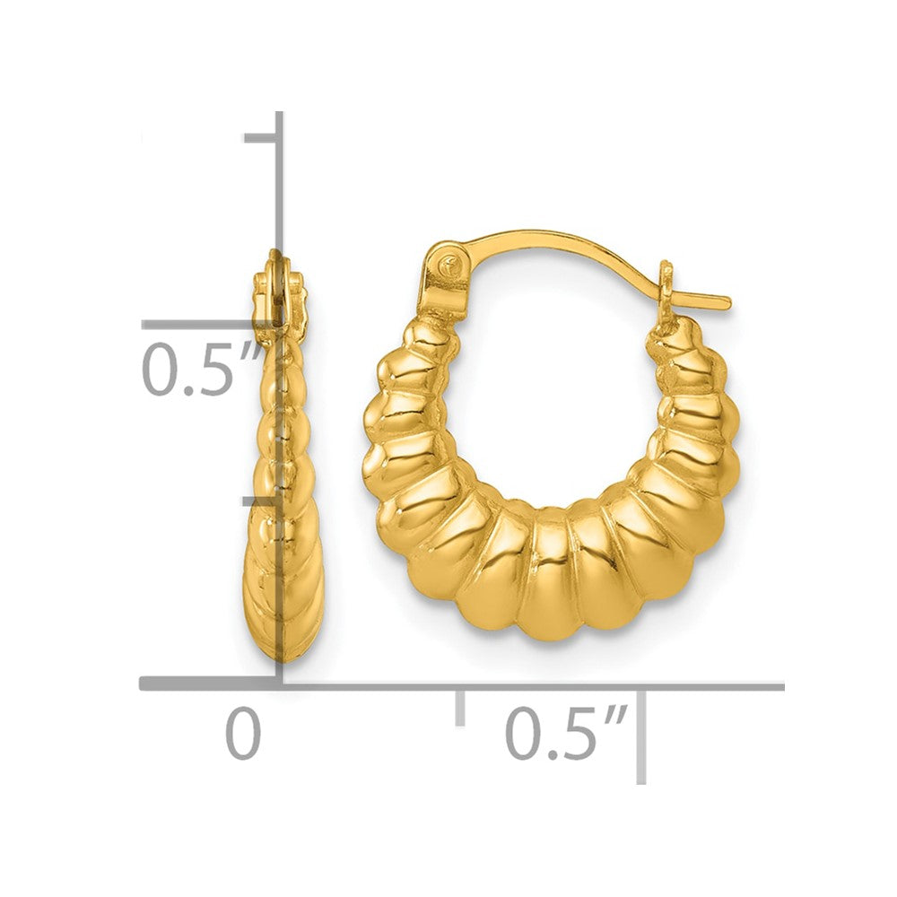 14k Polished Scalloped Hollow Hoop Earrings