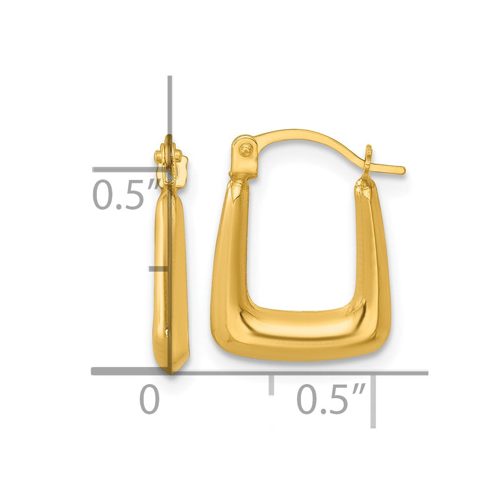 14k Polished 2.25mm Square Hollow Hoop Earrings
