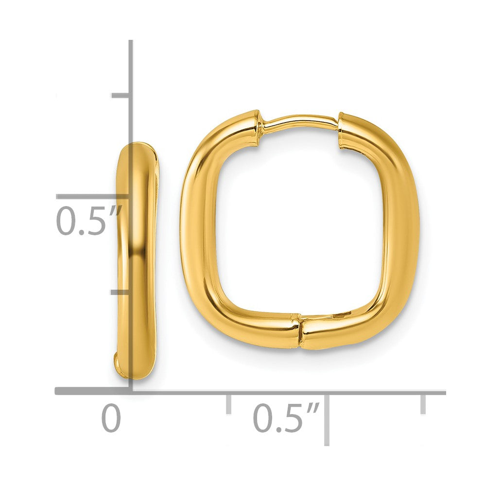 14K Polished Square Endless Tube Hoop Hinged Earrings