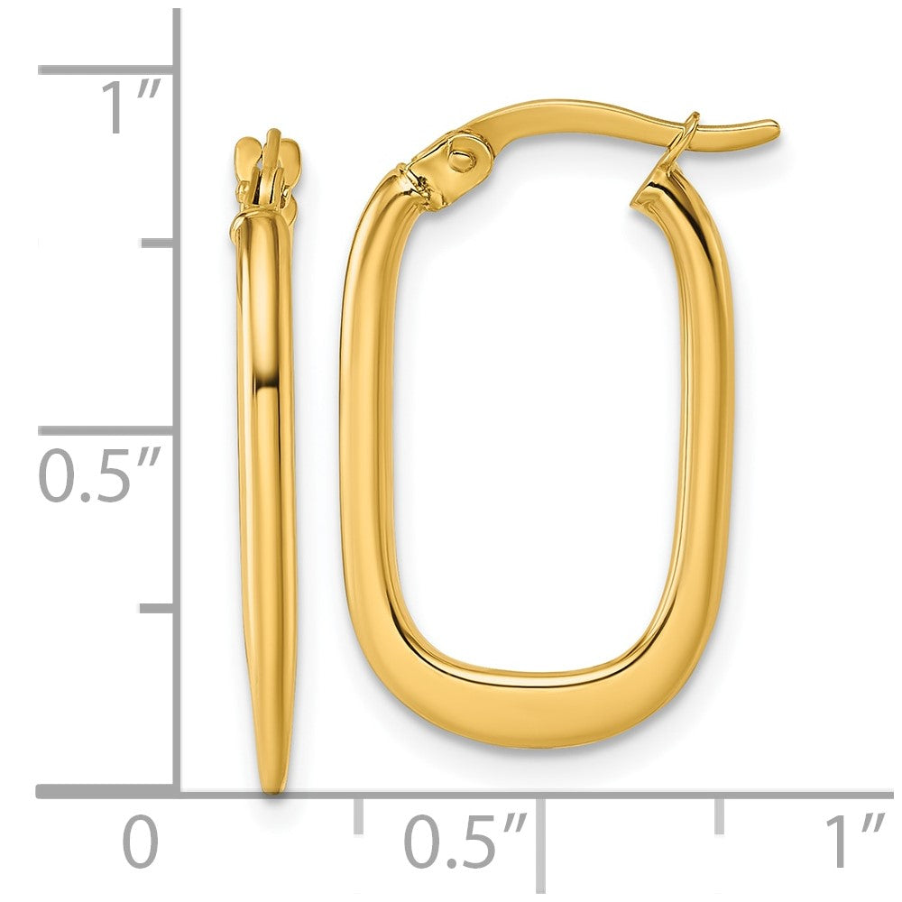 14k Polished Oval Tapered Tube Hoop Earrings