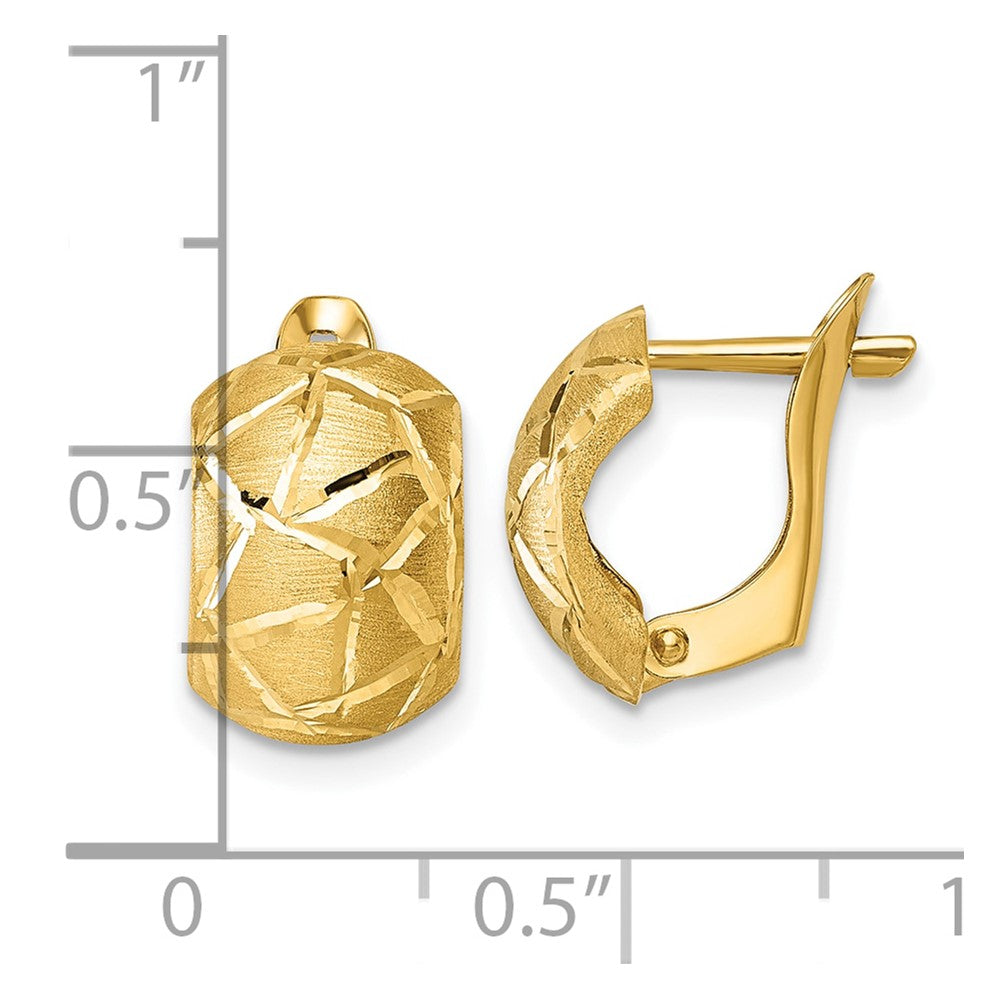 14k Polished and Brushed Diamond-cut Omega Back Earrings
