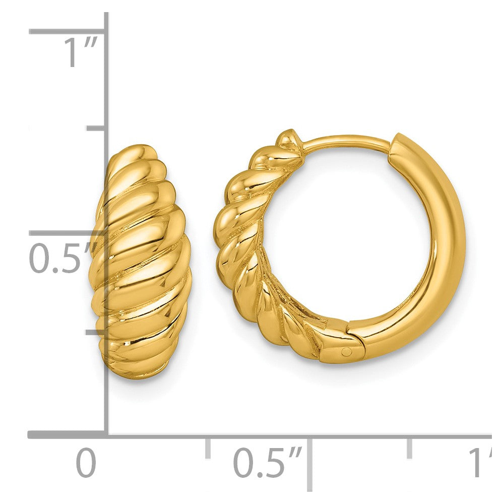 14k Polished Twisted Tapered Hinged Hoop Earrings