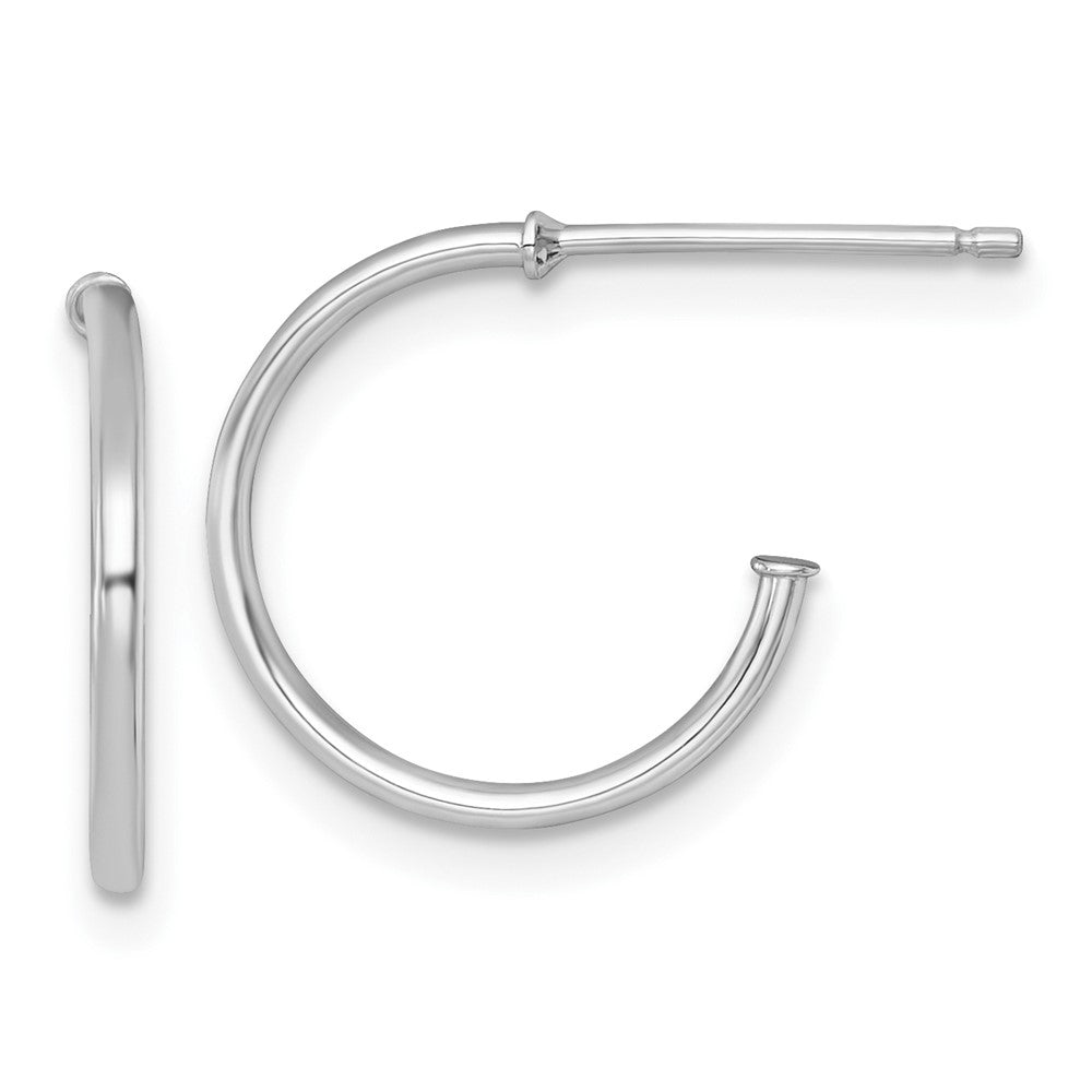14k White Gold Polished 1.2 x 14mm Solid C-Hoop Post Earrings