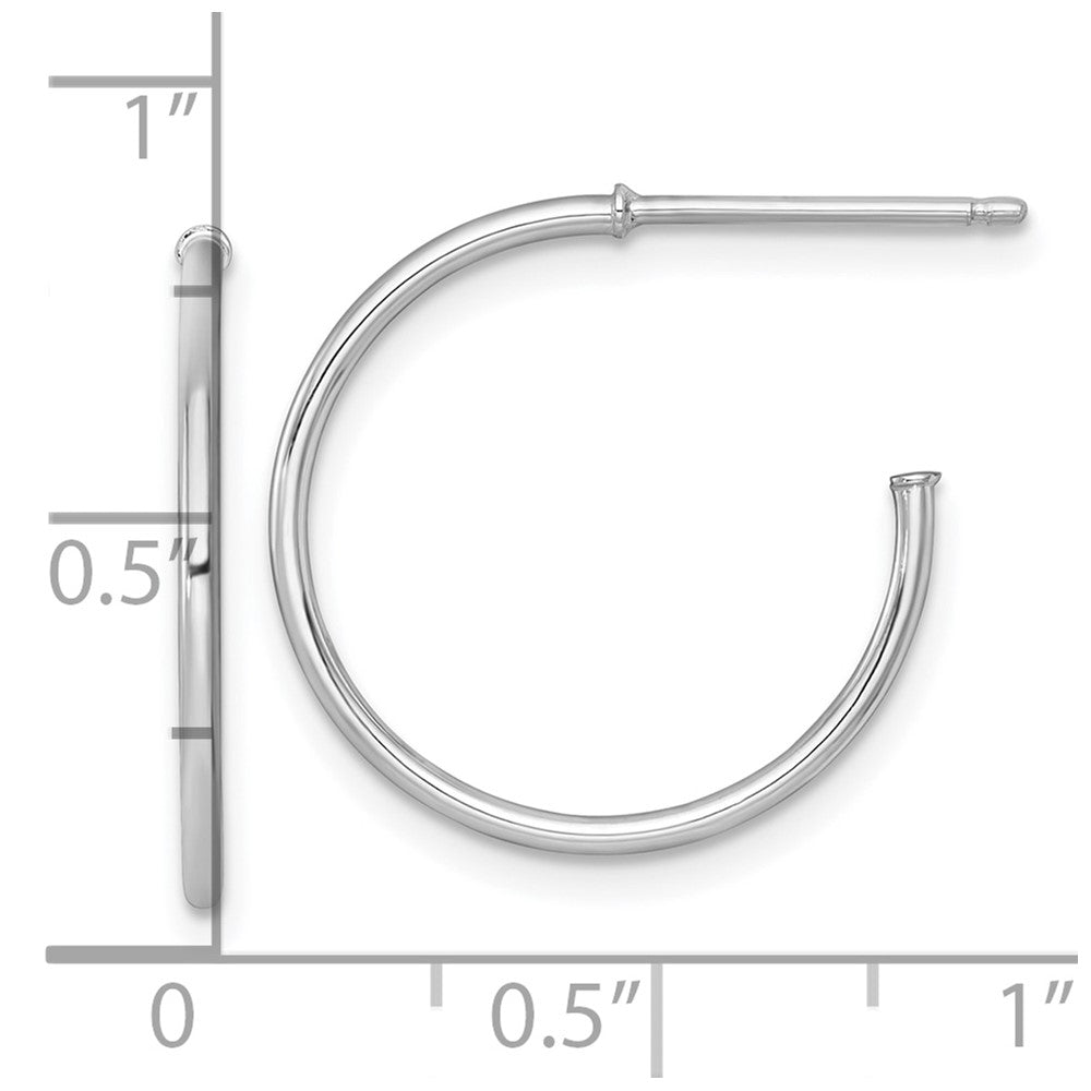 14k White Gold Polished 1.2 x 20mm Solid C-Hoop Post Earrings