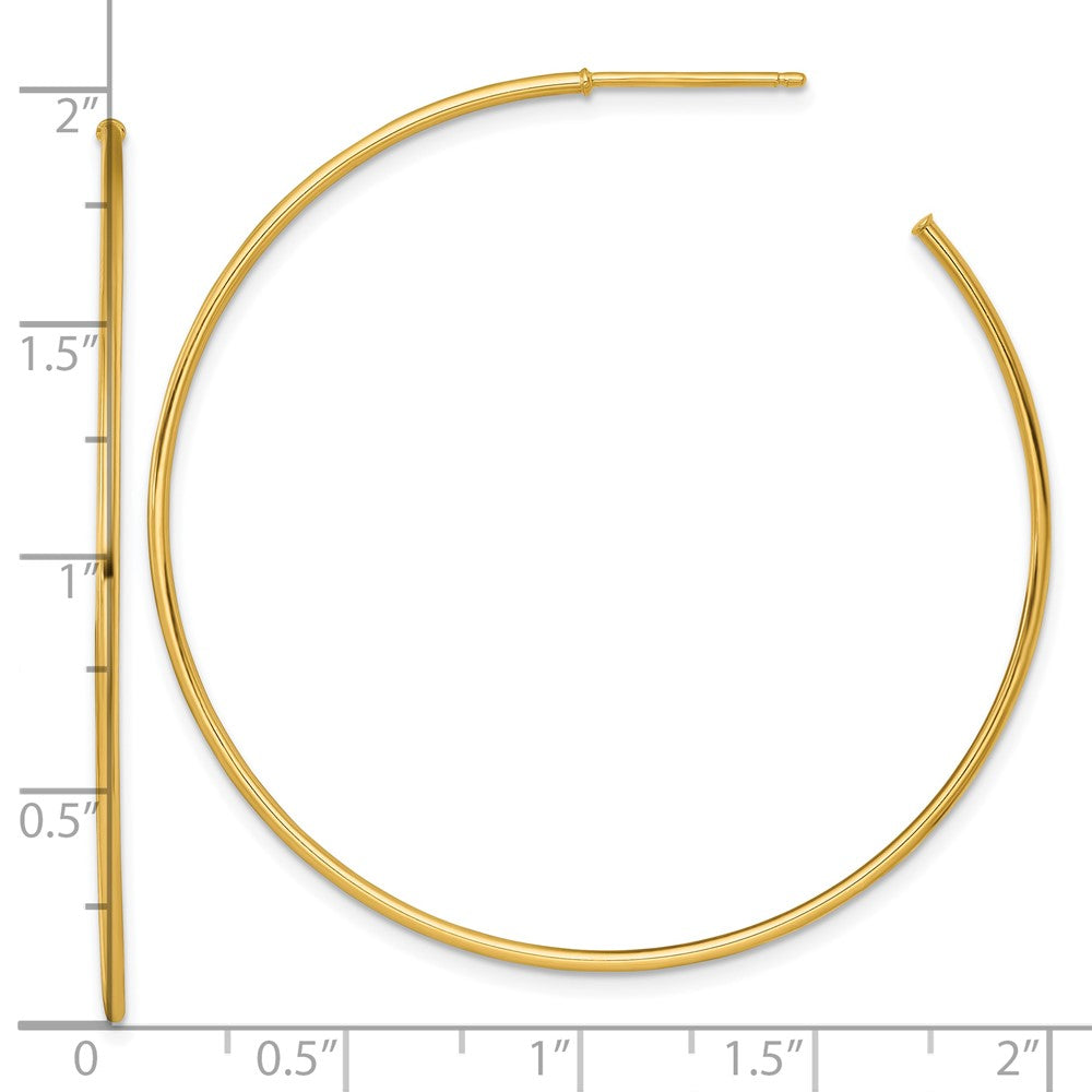 14k Polished 1.2 x 50mm Solid C-Hoop Post Earrings