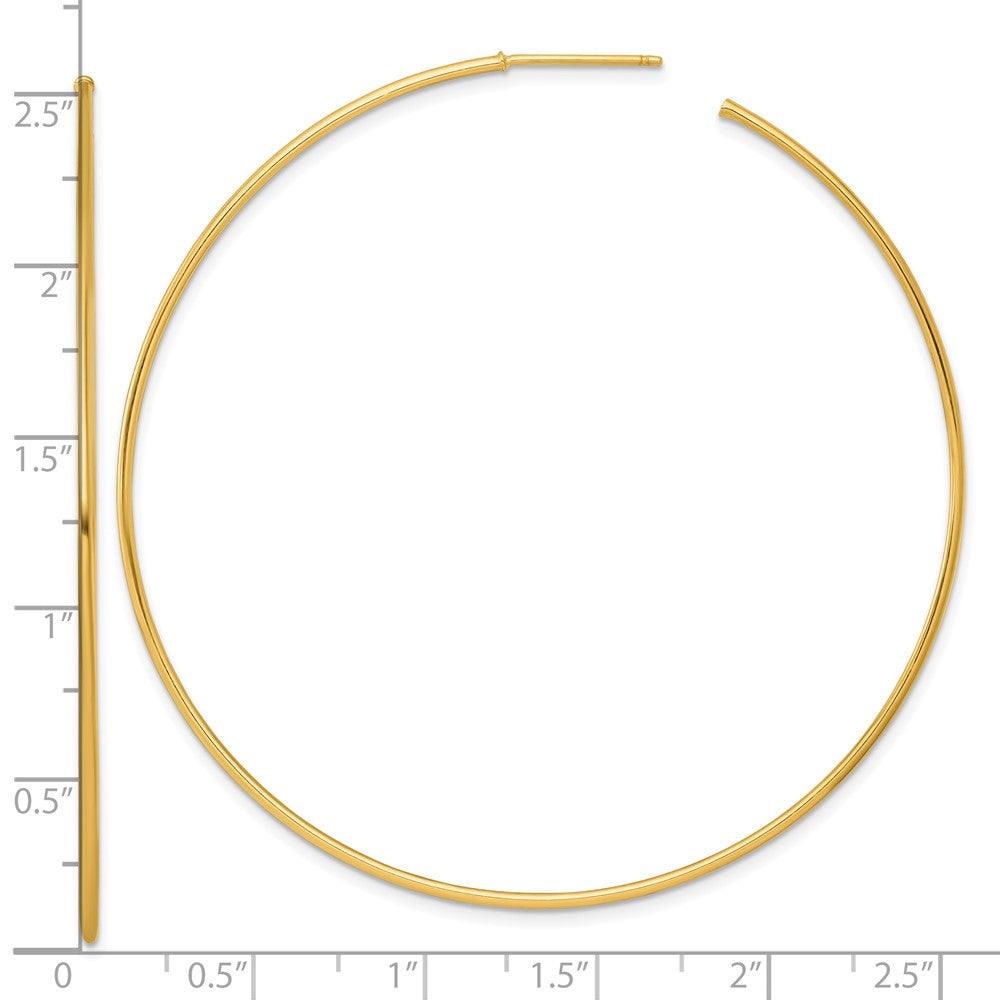 14k Polished 1.2 x 65mm Solid C-Hoop Post Earrings
