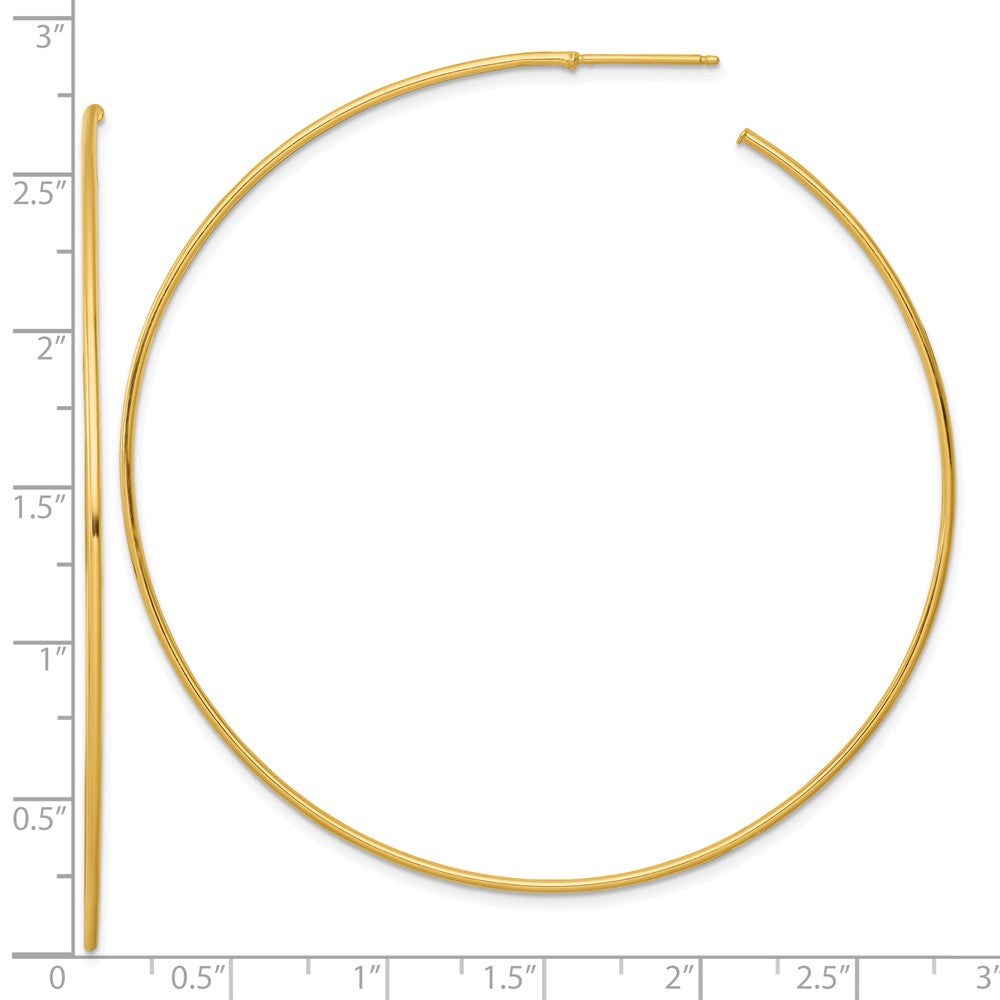 14k Polished 1.2 x 70mm Solid C-Hoop Post Earrings