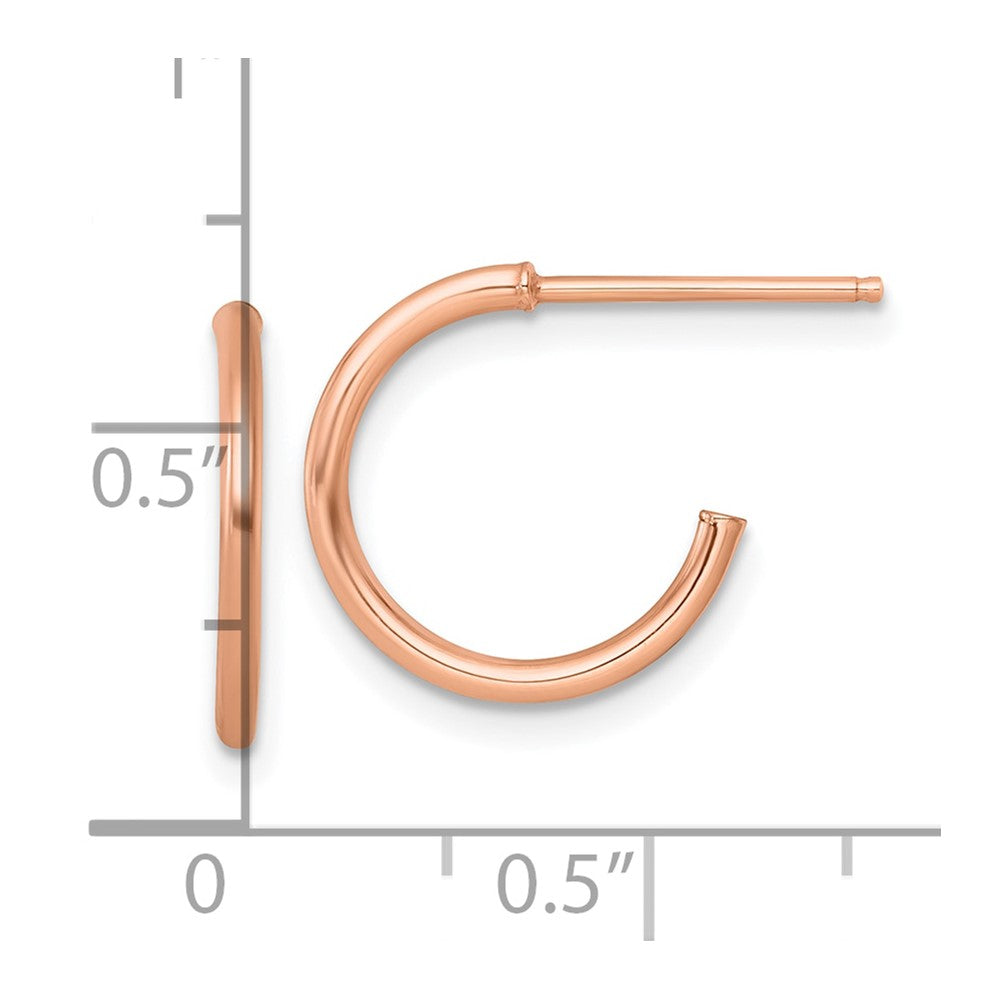 14k Rose Gold Polished 1.5 x 14mm Solid C-Hoop Post Earrings