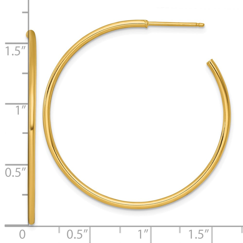 14k Polished 1.5 x 40mm Solid C-Hoop Post Earrings