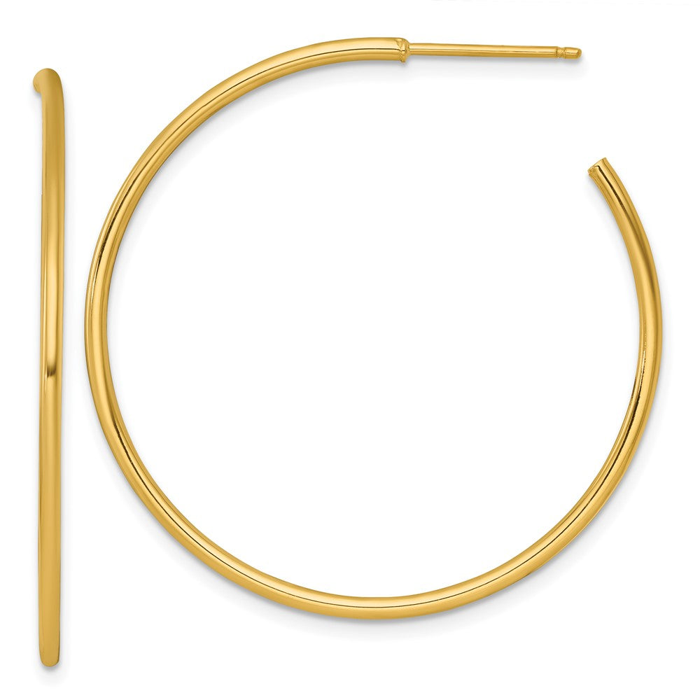 14k Polished 1.5 x 40mm Solid C-Hoop Post Earrings