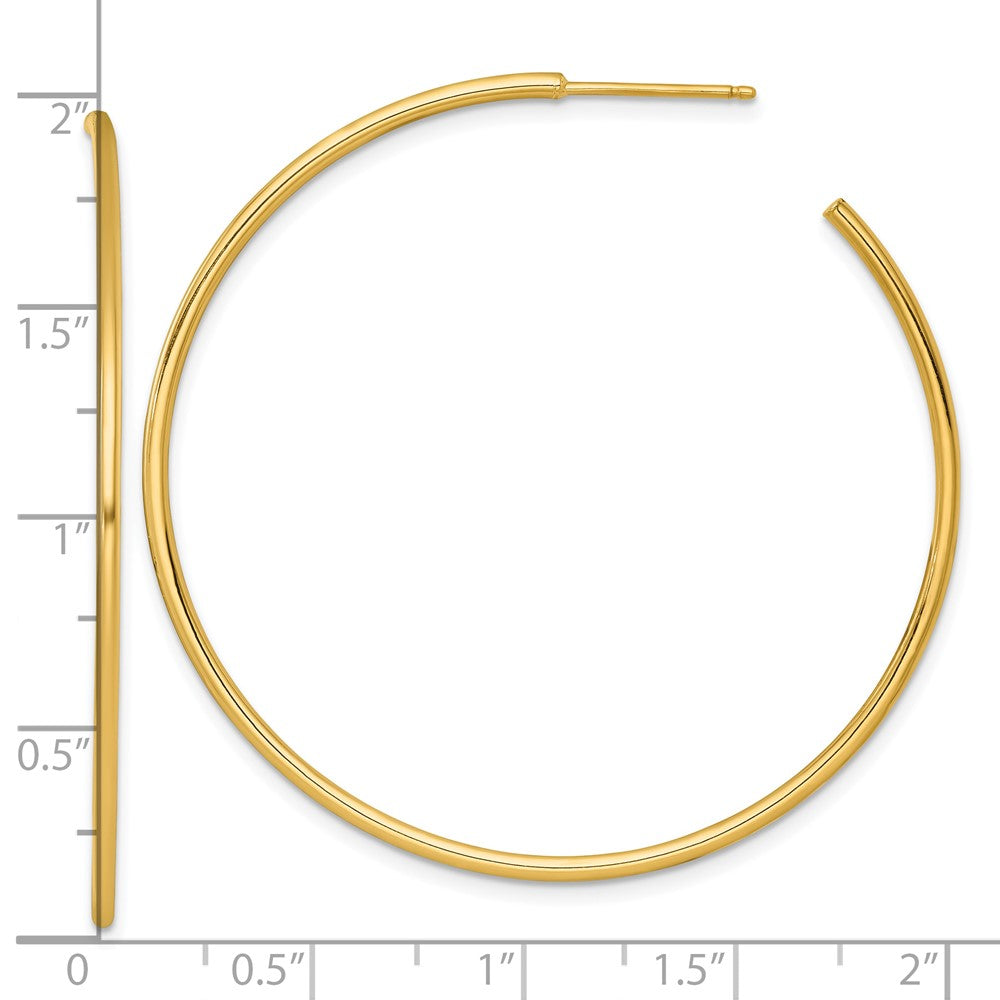 14k Polished 1.5 x 50mm Solid C-Hoop Post Earrings