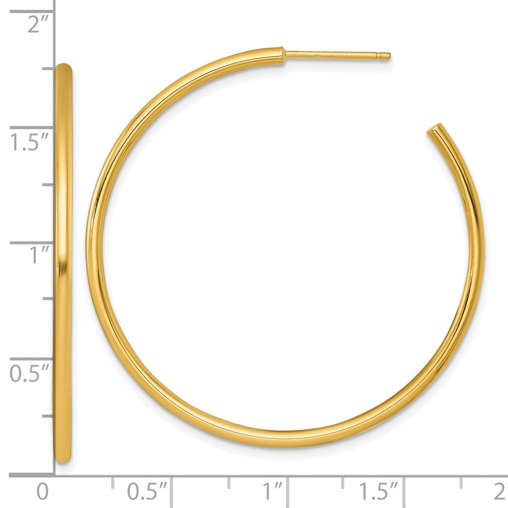 14k Polished 2.0 x 45mm Tube C-Hoop Post Earrings