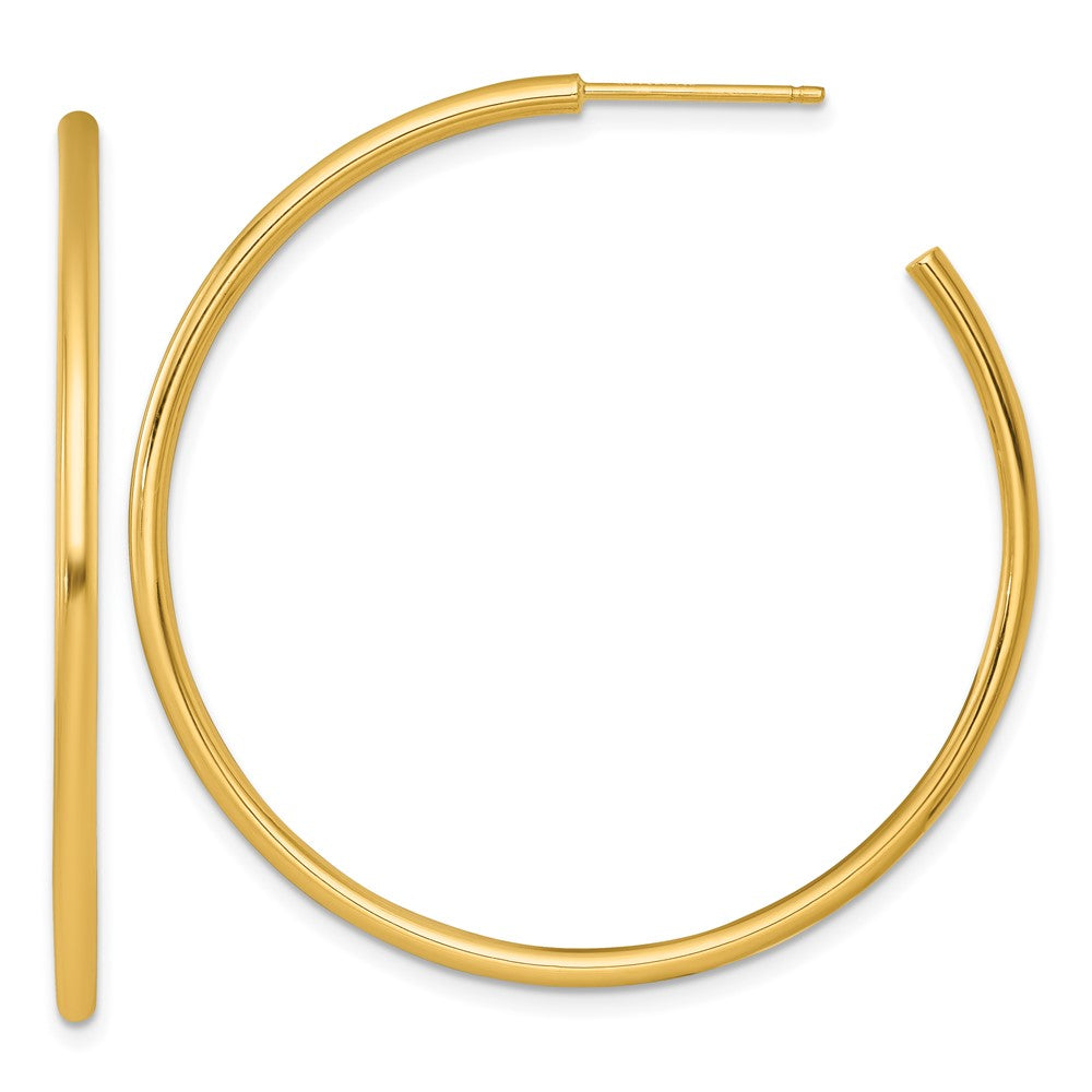 14k Polished 2.0 x 45mm Tube C-Hoop Post Earrings