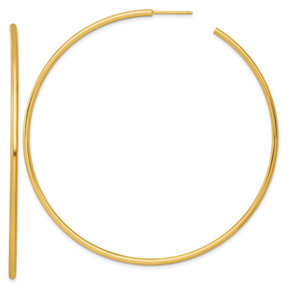 14k Polished 2.0 x 75mm Tube C-Hoop Post Earrings