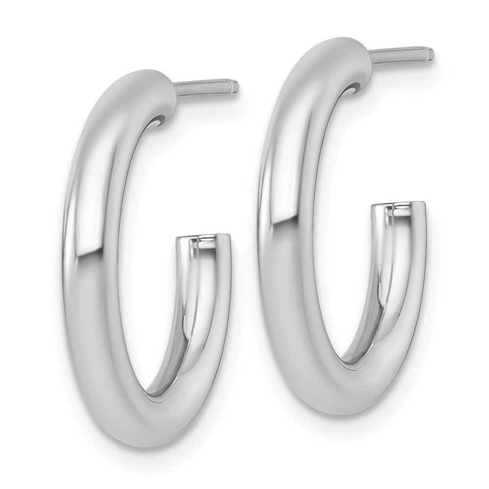 14k White Gold Polished 3.0 x 20mm Tube C-Hoop Post Earrings