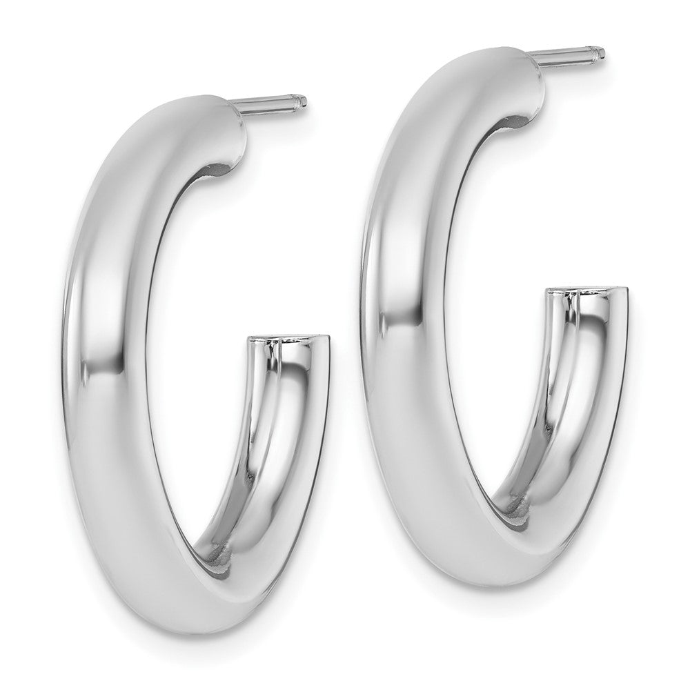 14k White Gold Polished 4.0 x 25mm Tube C-Hoop Post Earrings