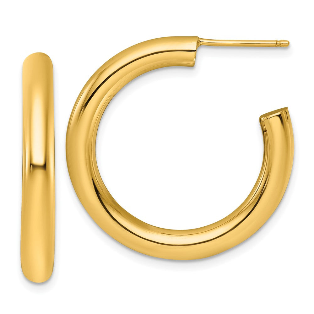 14k Polished 4.0 x 30mm Tube C-Hoop Post Earrings