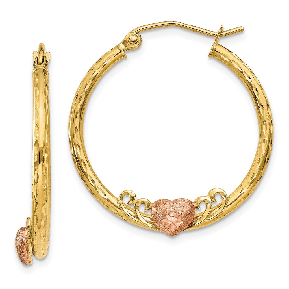 Polished;Hinged post;14K Yellow gold & rhodium;Rose rhodium