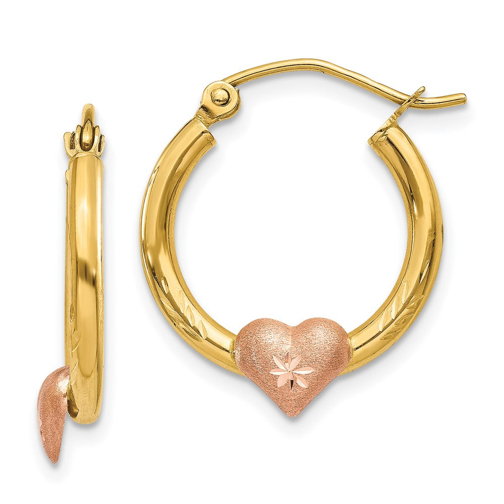 Polished;14K Two-tone;Hinged post;Diamond Cut