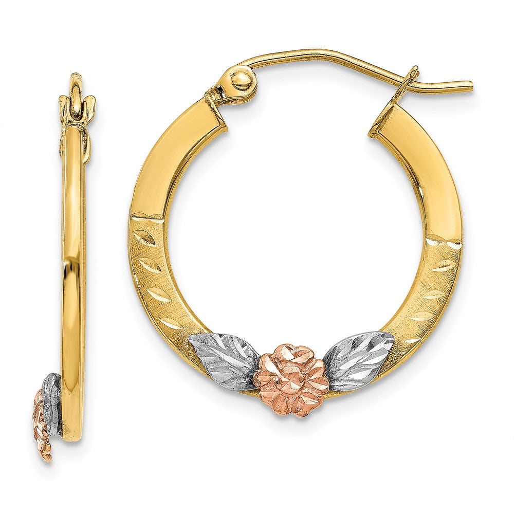 Polished;14k Yellow gold;Hinged post;14k Rose gold;Rhodium;Diamond Cut