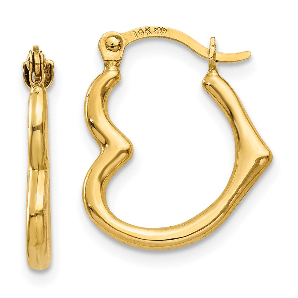 Polished;14k Yellow gold;Hollow;Hinged post