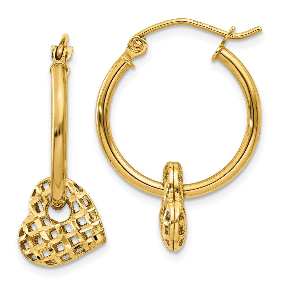Polished;14k Yellow gold;Hinged post