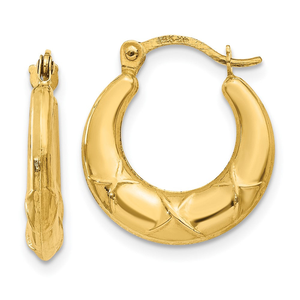 Polished;14k Yellow gold;Hollow;Hinged post