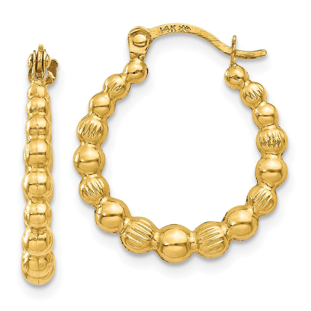 Polished;14k Yellow gold;Hinged post;Textured