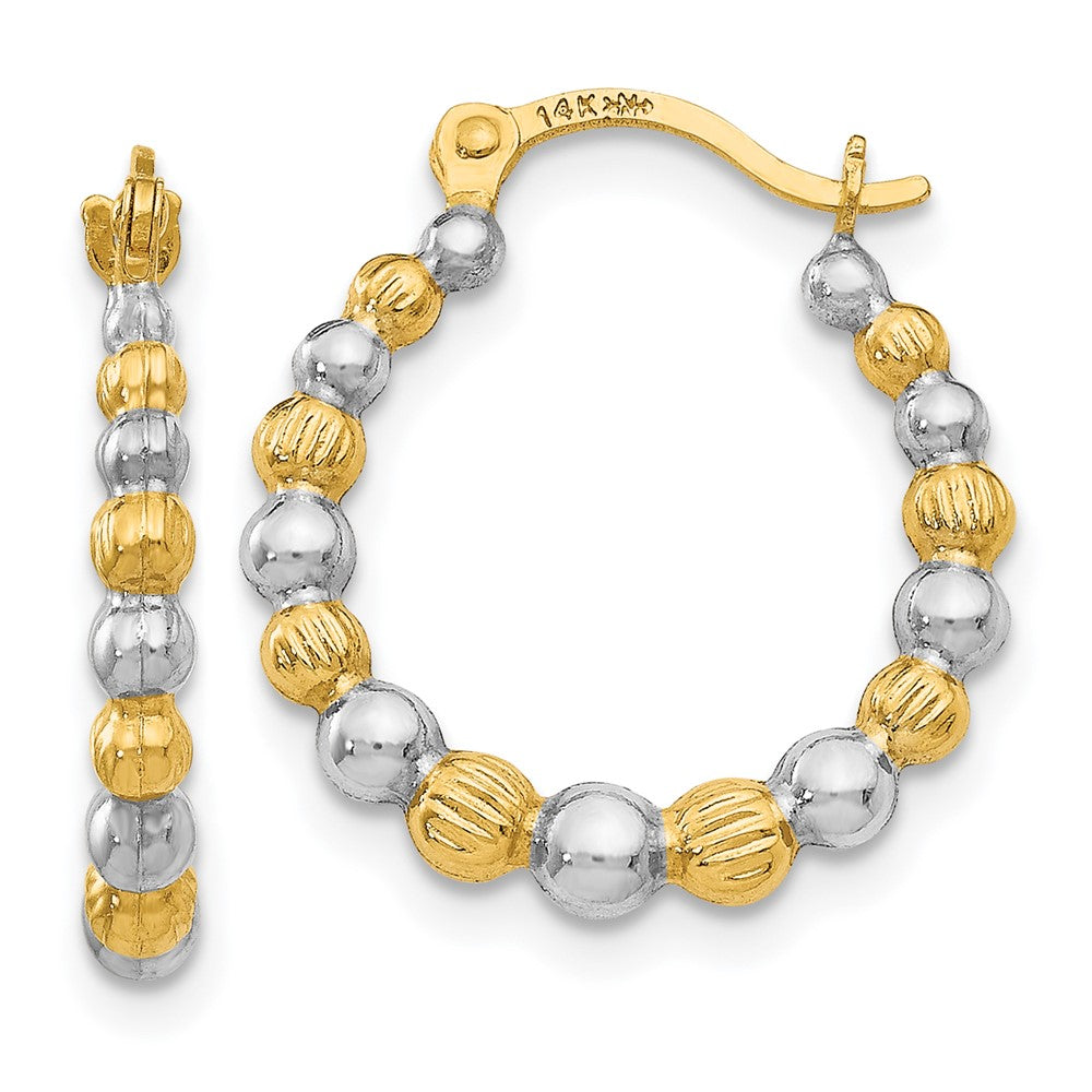 Hinged post;14K Yellow gold & rhodium;Textured