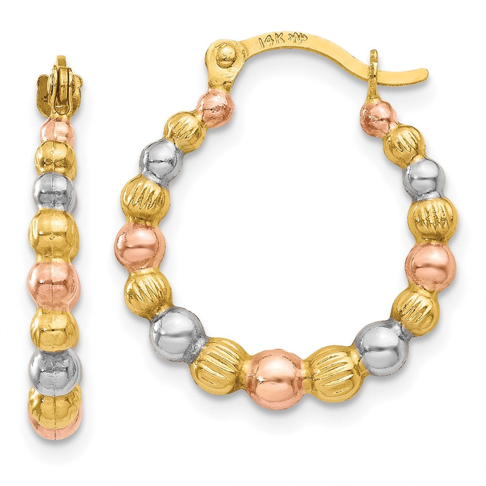 Polished;Hinged post;14K Yellow gold & rhodium;Textured;Rose rhodium