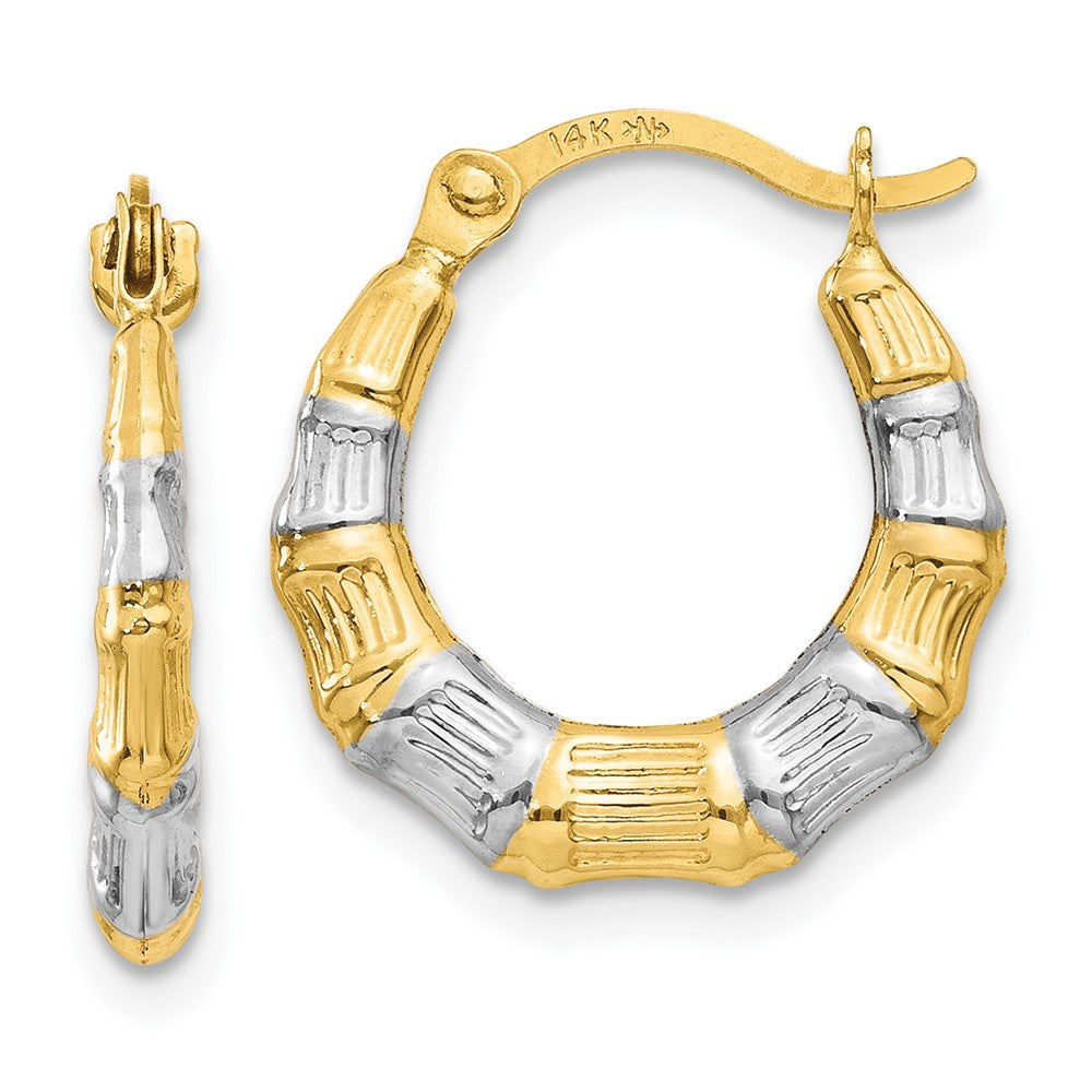 Hollow;Hinged post;14K Yellow gold & rhodium