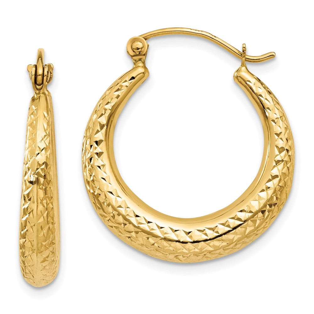 14k Yellow gold;Hollow;Hinged post;Diamond Cut
