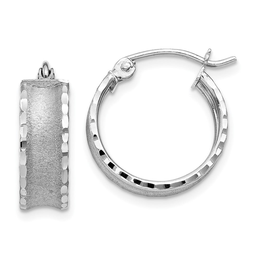Satin;14K White gold;Hinged post;Diamond Cut