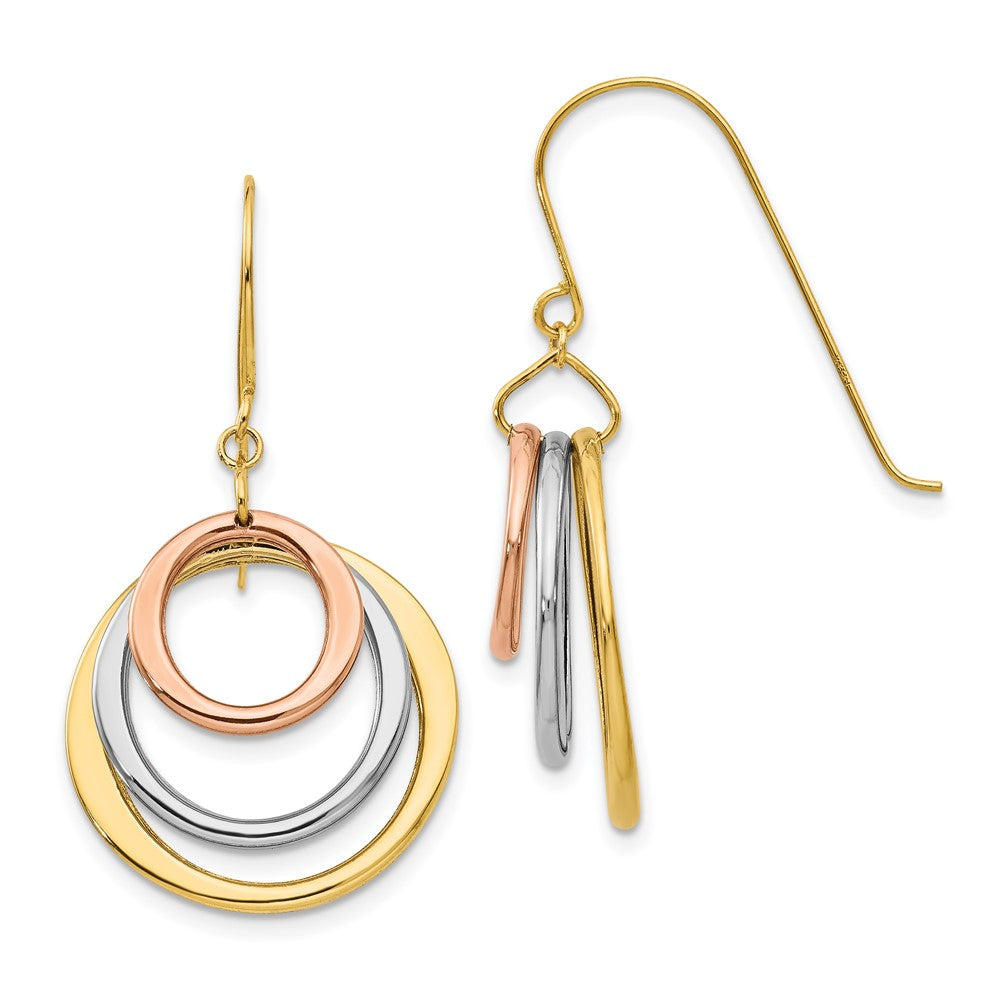 Polished;14K Tri-color;Shepherd hook;Dangle