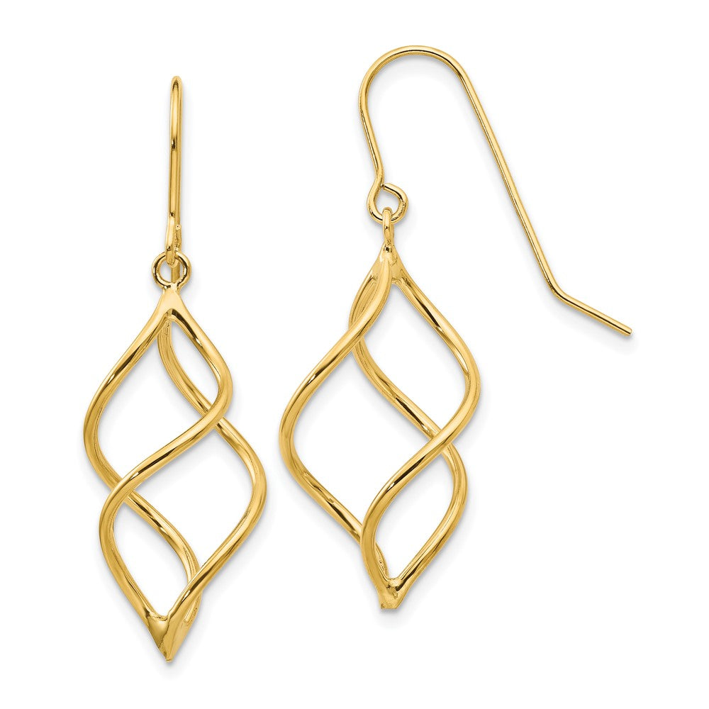 Polished;3-D;14k Yellow gold;Shepherd hook;Dangle