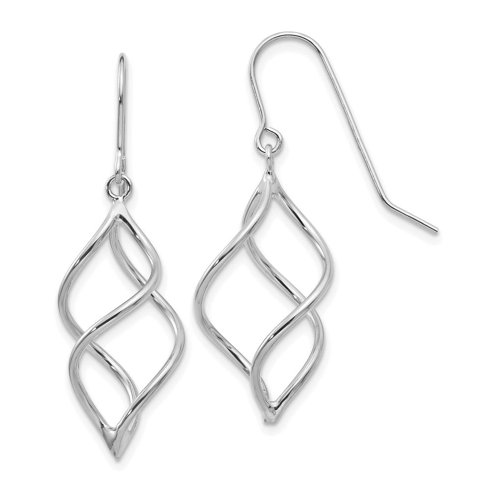 Polished;3-D;14K White gold;Shepherd hook;Dangle