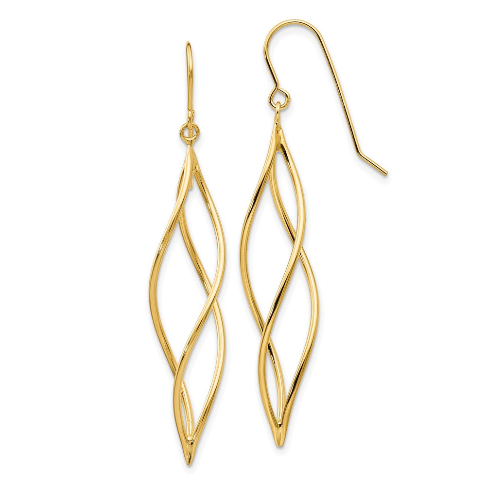 Polished;3-D;14k Yellow gold;Shepherd hook;Dangle
