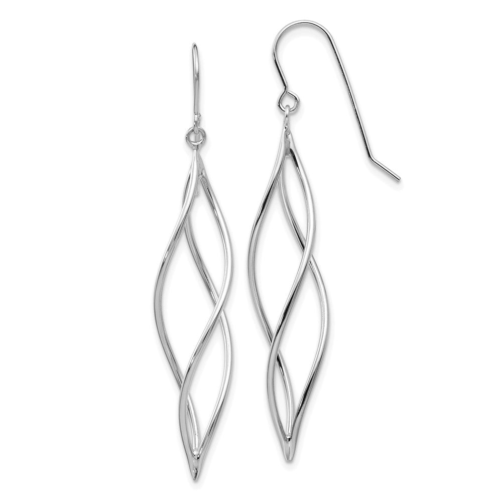 Polished;3-D;14K White gold;Shepherd hook;Dangle